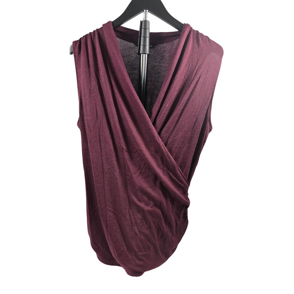 41 Hawthorn Burgundy Sleeveless Surplice V-Neck Draped Wrap Blouse XL
